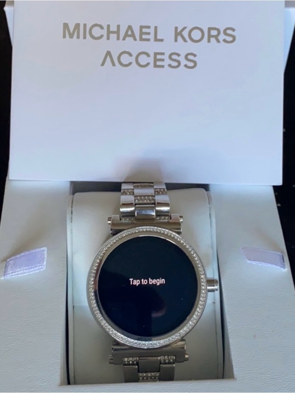 Michael Kors Silver Crystal-Trim Smartwatch